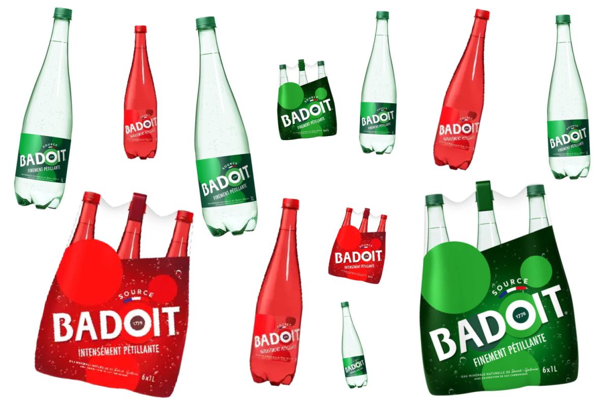 La transformation des bouteilles Badoit : goodbye au vert et rouge
