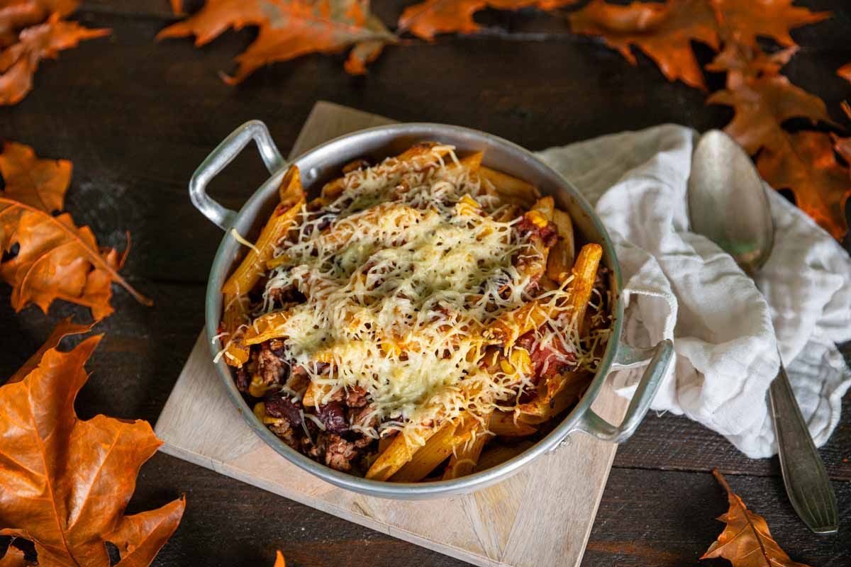 Gratin de pâtes façon chili con carne