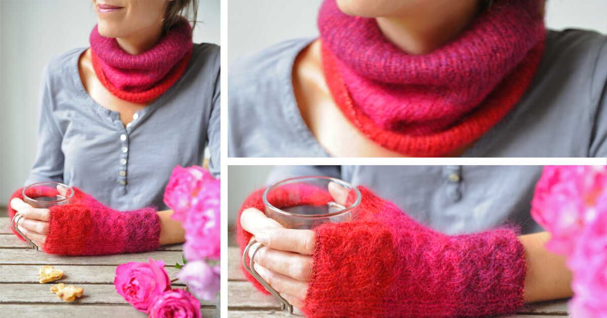 Un snood et des mitaines assorties