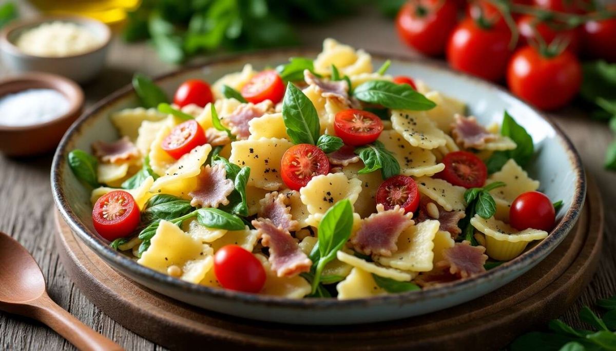 Une salade de pâtes italienne au jambon cru pour égayer vos repas