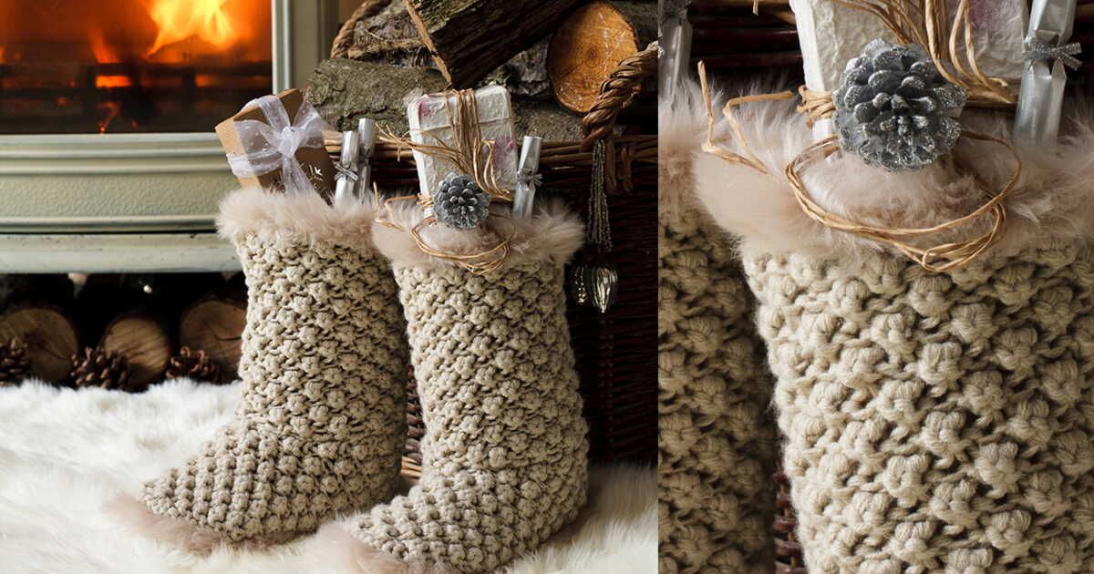 Des bottes en tricot et fourrure