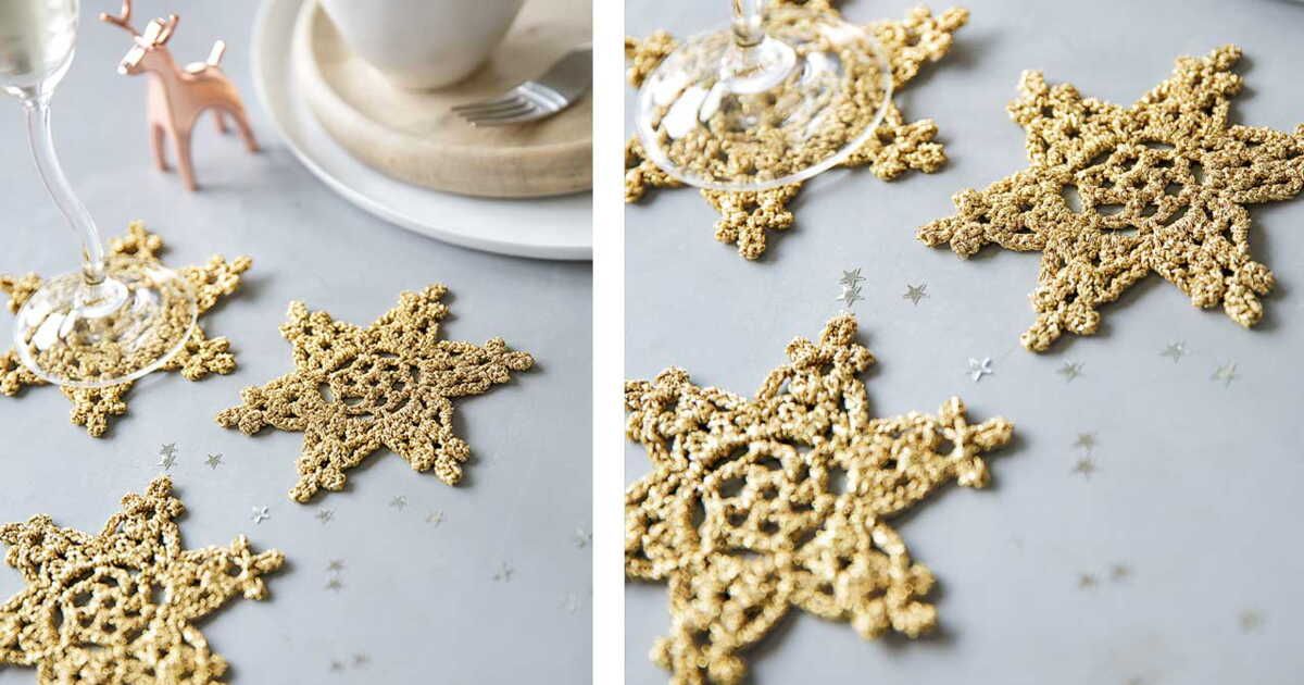 Des dessous de verre en crochet qui brillent comme des étoiles