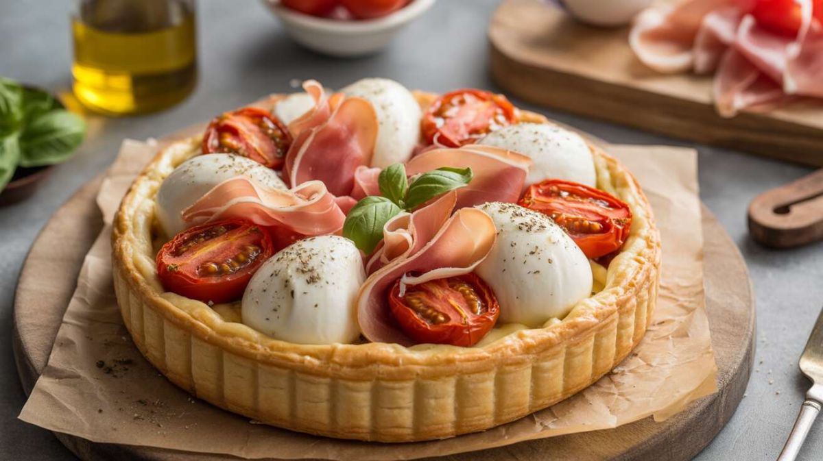 La tarte aux tomates, burrata et jambon cru : un délice méditerranéen à savourer