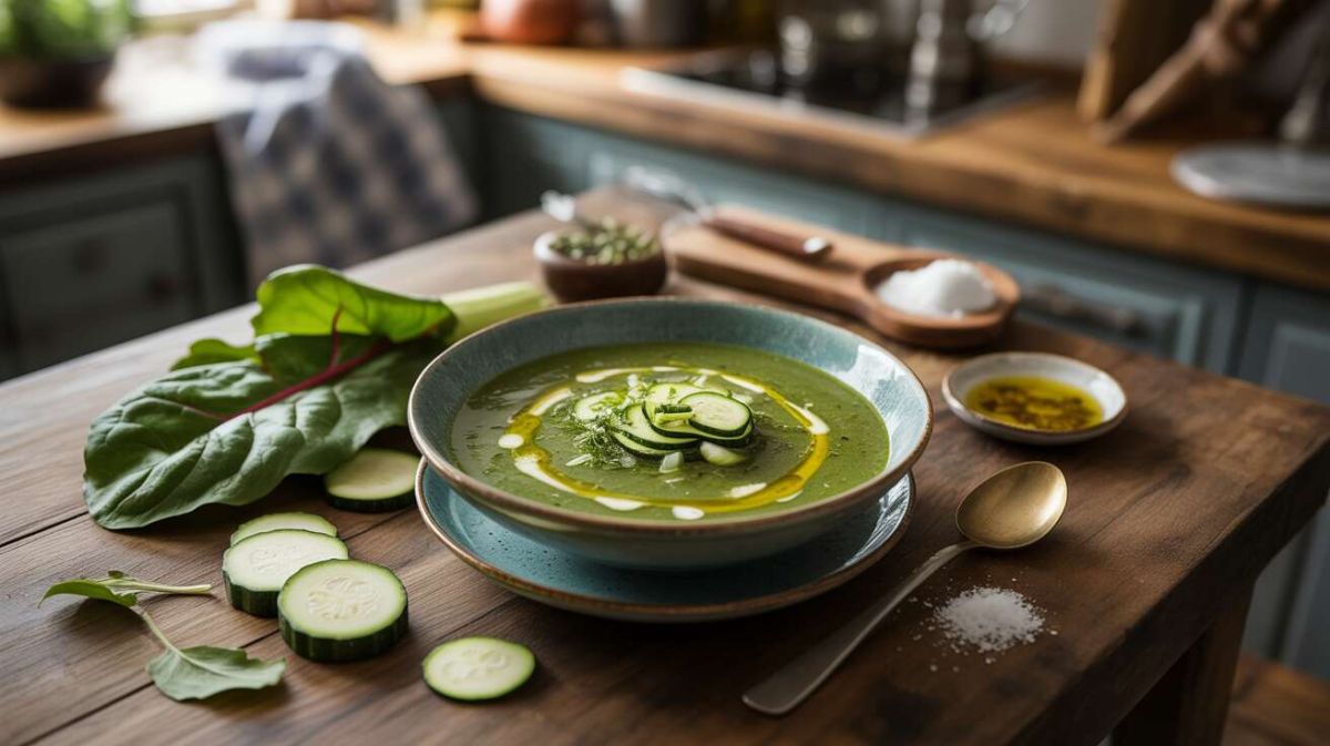 Une soupe légère aux blettes et courgettes pour un repas sain