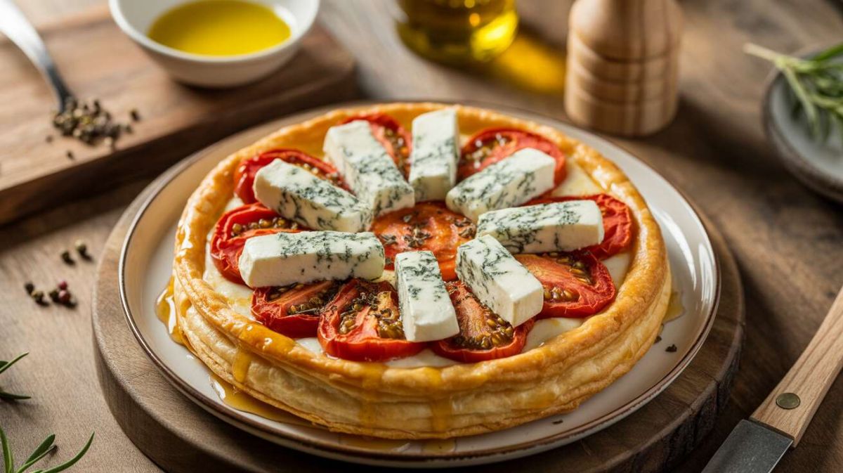 Une délicieuse tarte fine aux tomates et fromage bleu à découvrir