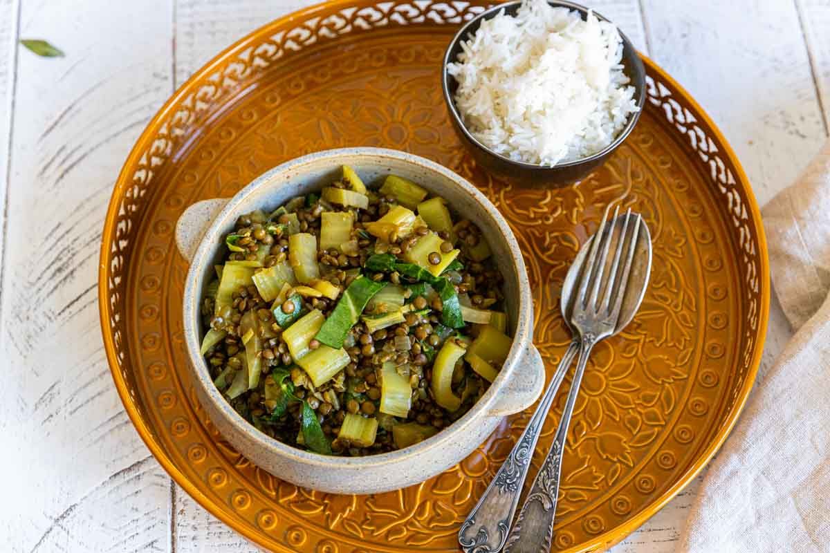Dahl de lentilles vertes revisité avec fenouil et blettes